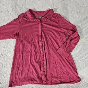 J. Jill Deep Pink Button-Up Top Size XL
